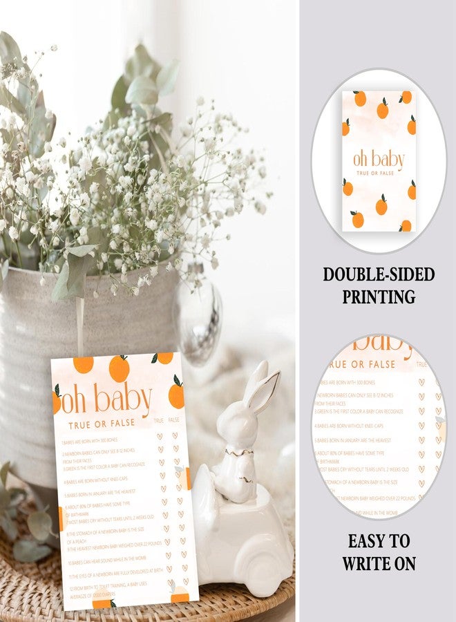 ISOVF Orange Theme Baby Shower Games -Double-Sided Baby Prediction and Advice Game & Oh Baby True Or False Games, A Little Cutie is on The Way Gender Neutral Party and Supplies-(K01) - Image 3